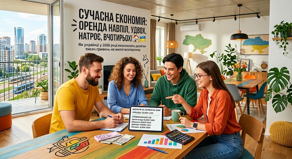 Сучасний тренд економія на оренді квартири 2026 - Зйом житла вскладчину декількома співмешканцями