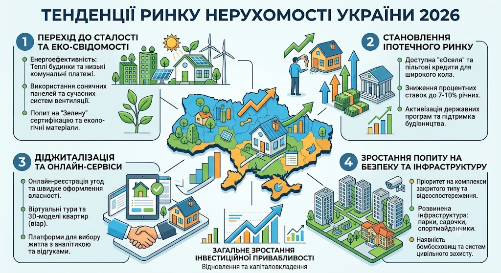 Тенденції ринку оренди житла й купівлі квартир в Україні в 2026 році